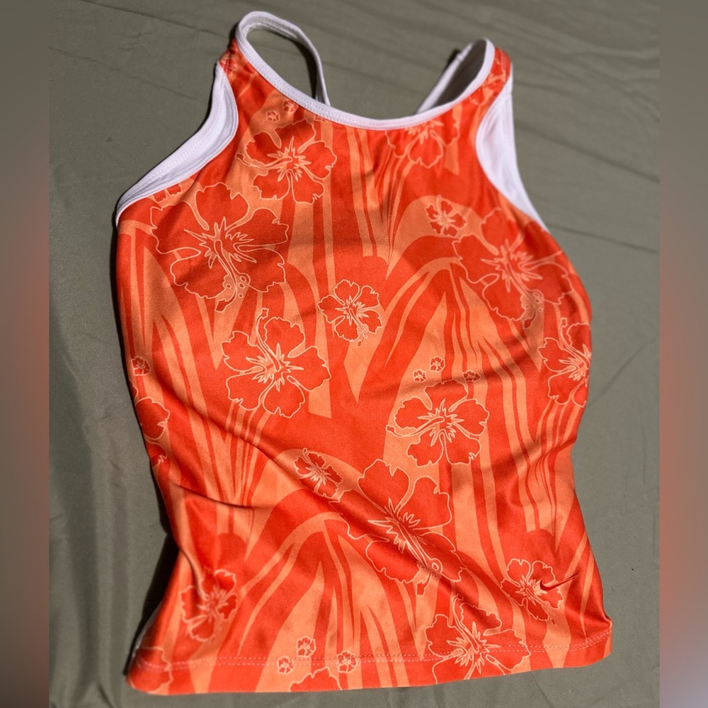 Nike Orange and White One Piece Swimsuit